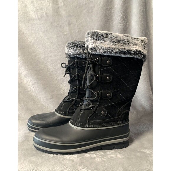 Khombu Winter Boots Womens 9 M Black Ellie Suede Faux Fur -20 Degrees Rated Cozy - Picture 1 of 16